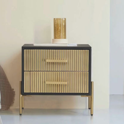 Auris Metal-Leg Bedside Table – 2 Drawers